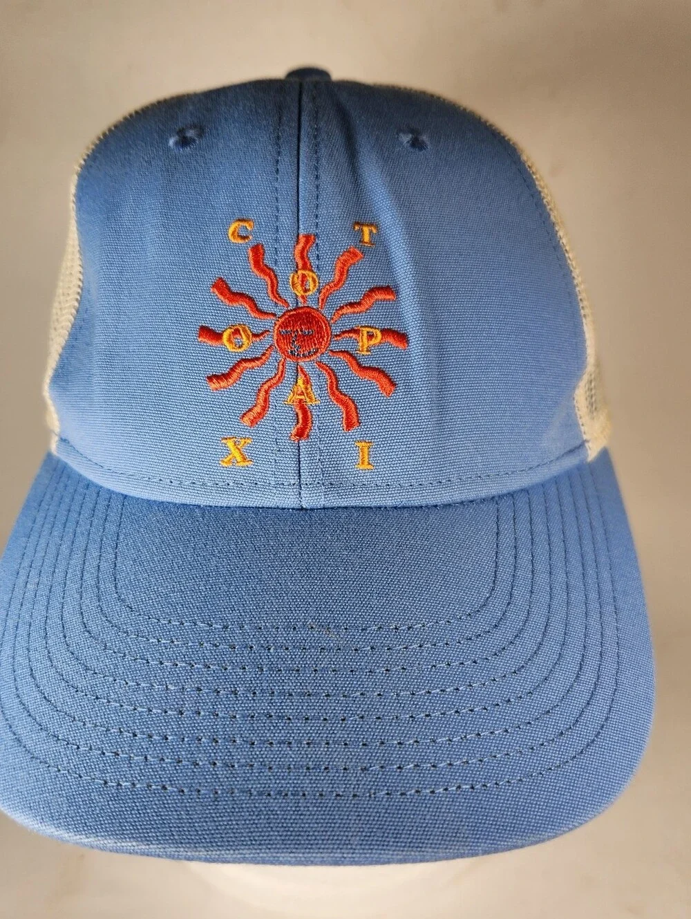COTOPAXI Hat Cap Snapback Trucker Happy Day Sunshine Blue Mesh